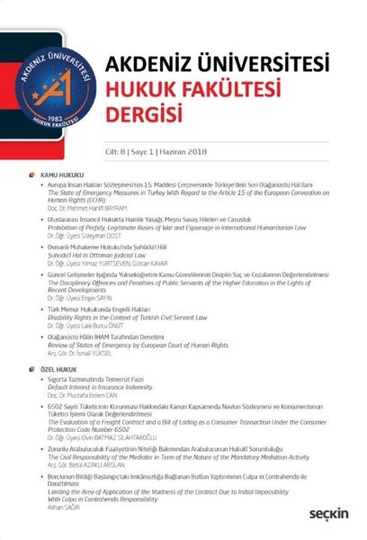 Akdeniz Üniv. Hukuk Fak. Dergisi Cilt:8 Sayı:1.pdf