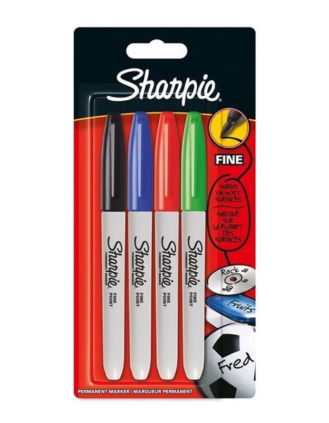Sharpie Fine Permanent Standart Renkler 4'lü Markör - 1