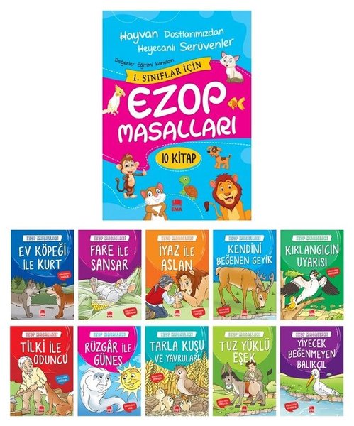 Ezop Masalları Büyük Boy 10 Kitap Takım - Ezop  - Ema Çocuk