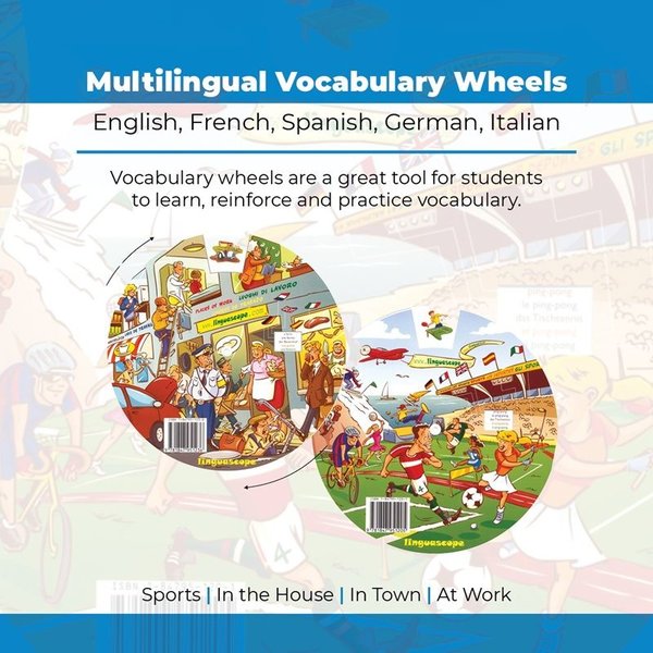 Kelime Çarkları Seti - 5 Dilde Temel Kelimeler (İngilizce, Almanca, İspanyolca, Fransızca, İtalyanca) Multilingual Vocab - Nüans - Image 1