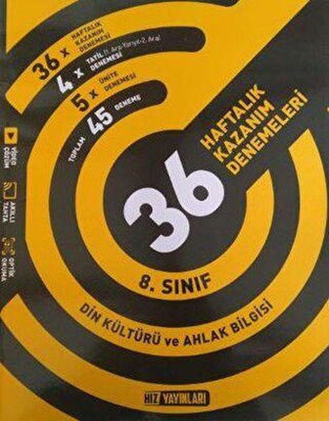 8. Sınıf Din Kültürü ve Ahlak Bilgisi 36 Haftalık Kazanım Denemeleri - Hız Yayınları - Image 1